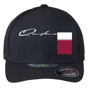 Qatar Flag Signature Patriotic Pole Cool Gift Flexfit Unipanel Trucker Cap