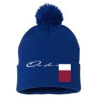 Qatar Flag Signature Patriotic Pole Cool Gift Pom Pom 12in Knit Beanie