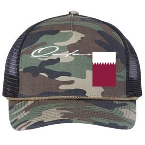 Qatar Flag Signature Patriotic Pole Cool Gift Retro Rope Trucker Hat Cap