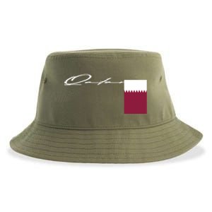 Qatar Flag Signature Patriotic Pole Cool Gift Sustainable Bucket Hat