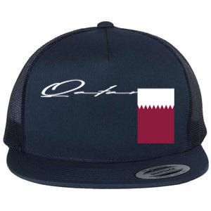 Qatar Flag Signature Patriotic Pole Cool Gift Flat Bill Trucker Hat