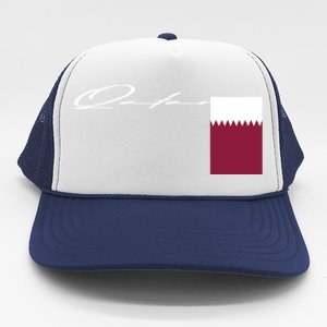 Qatar Flag Signature Patriotic Pole Cool Gift Trucker Hat