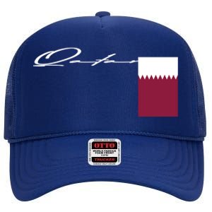 Qatar Flag Signature Patriotic Pole Cool Gift High Crown Mesh Back Trucker Hat