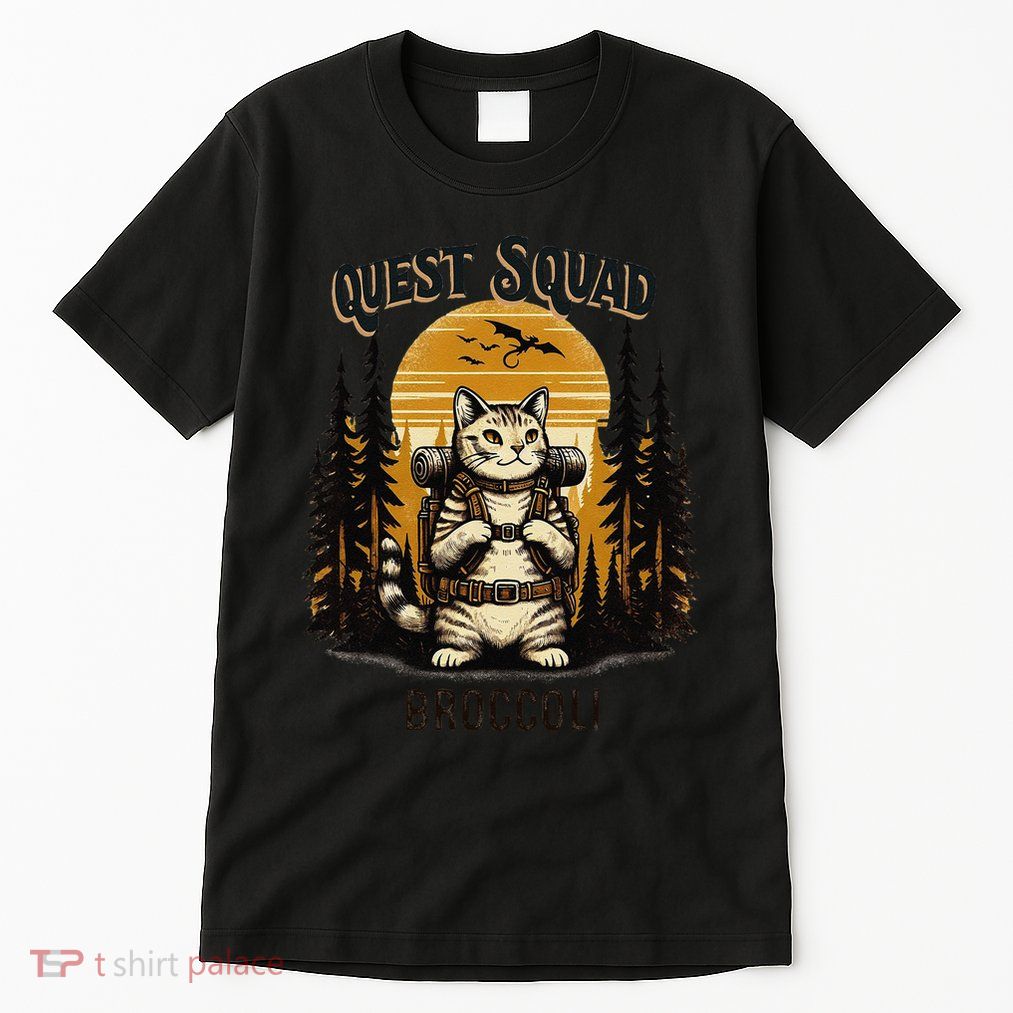 Quest Fantasy Squad Broccoli Funny Cat Tall T-Shirt