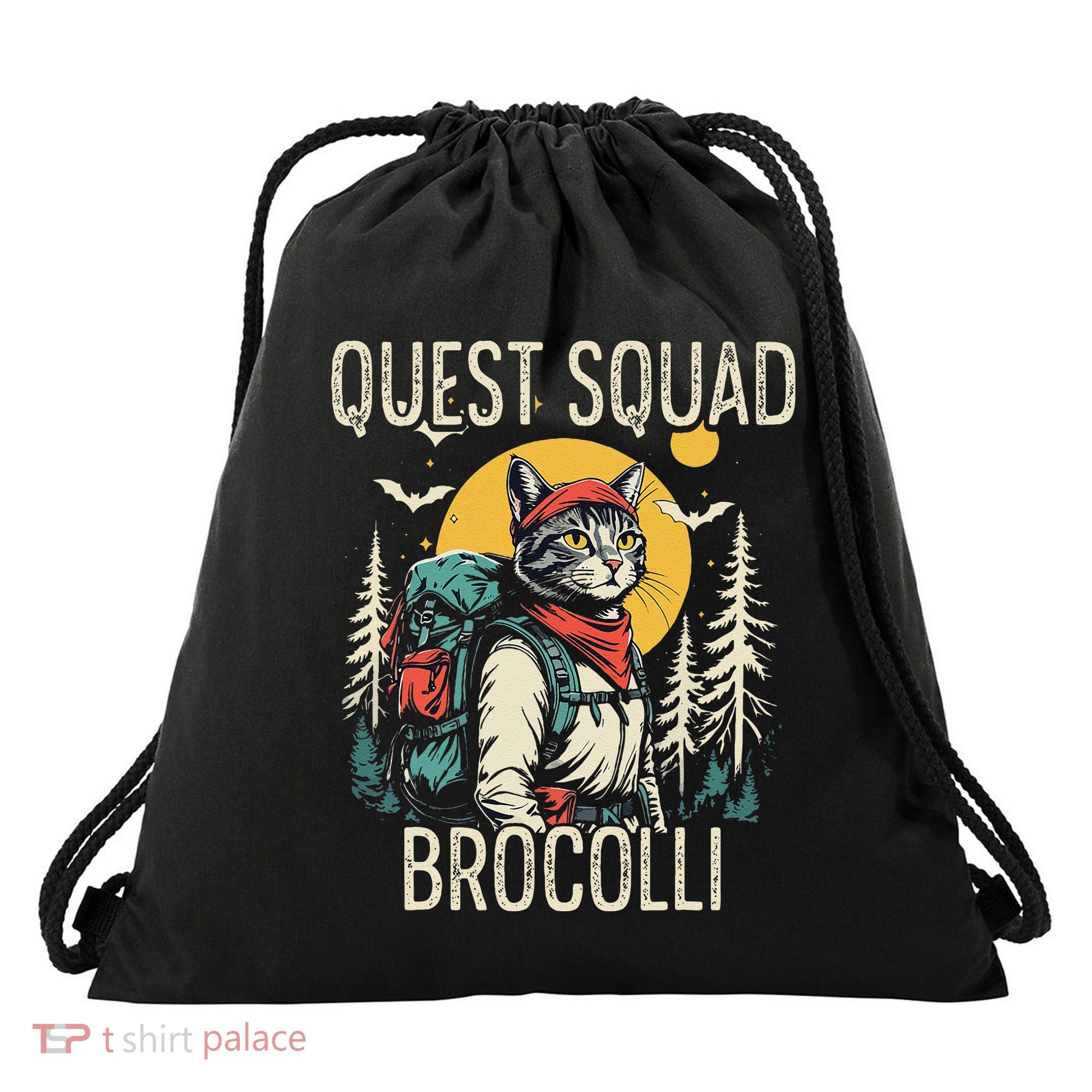 Quest Fantasy Squad Broccoli Cat .Png Drawstring Bag