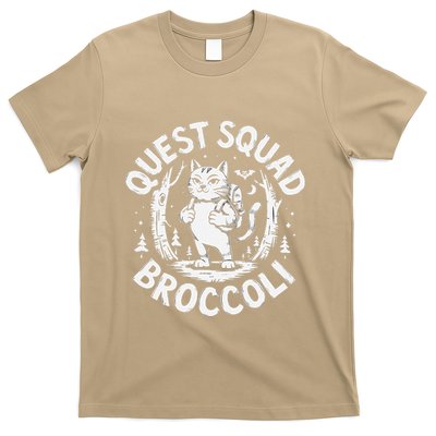 Quest Fantasy Squad Broccoli Funny Cat Retro T-Shirt