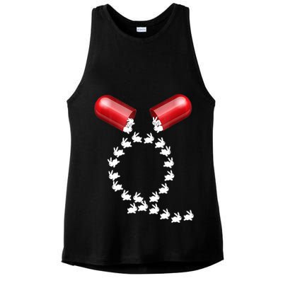 Qanon Follow The White Rabbit Red Pill Q Anon Pilled Ladies PosiCharge Tri-Blend Wicking Tank