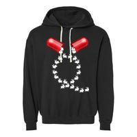 Qanon Follow The White Rabbit Red Pill Q Anon Pilled Garment-Dyed Fleece Hoodie