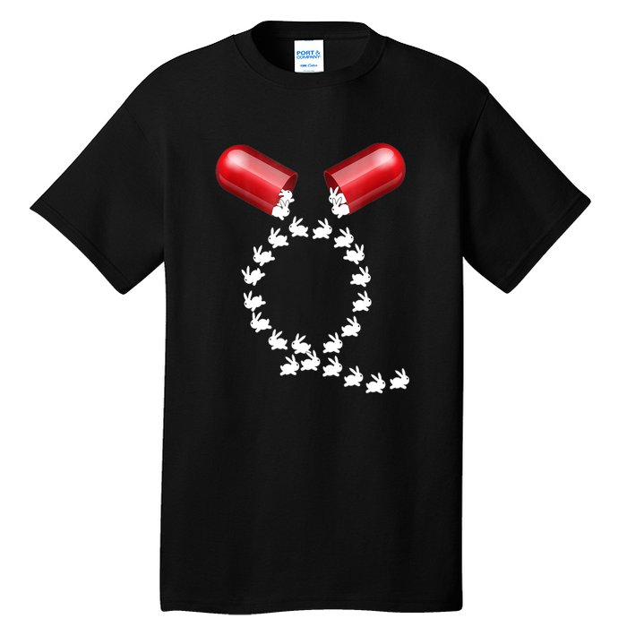 Qanon Follow The White Rabbit Red Pill Q Anon Pilled Tall T-Shirt