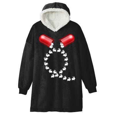 Qanon Follow The White Rabbit Red Pill Q Anon Pilled Hooded Wearable Blanket