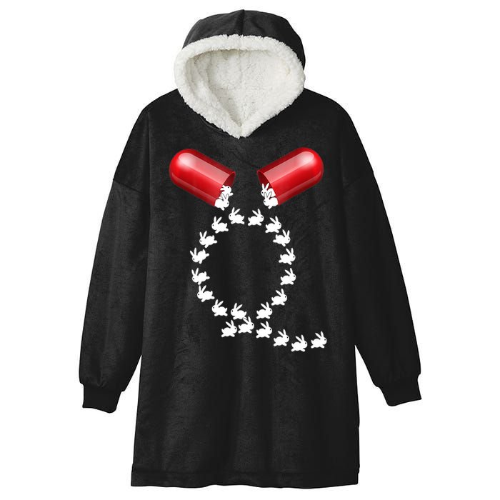 Qanon Follow The White Rabbit Red Pill Q Anon Pilled Hooded Wearable Blanket