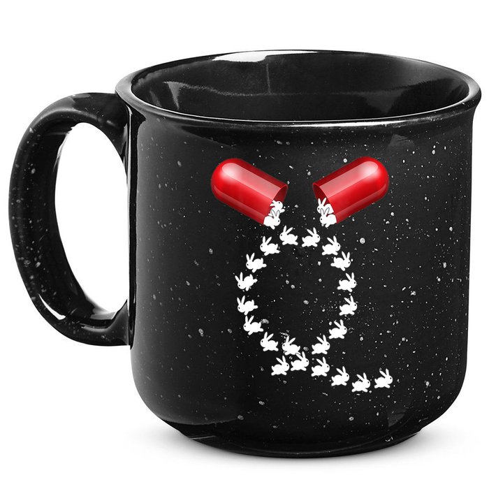 Qanon Follow The White Rabbit Red Pill Q Anon Pilled 15oz Campfire Ceramic Mug