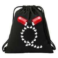 Qanon Follow The White Rabbit Red Pill Q Anon Pilled Drawstring Bag
