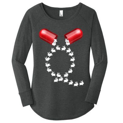 Qanon Follow The White Rabbit Red Pill Q Anon Pilled Women's Perfect Tri Tunic Long Sleeve Shirt