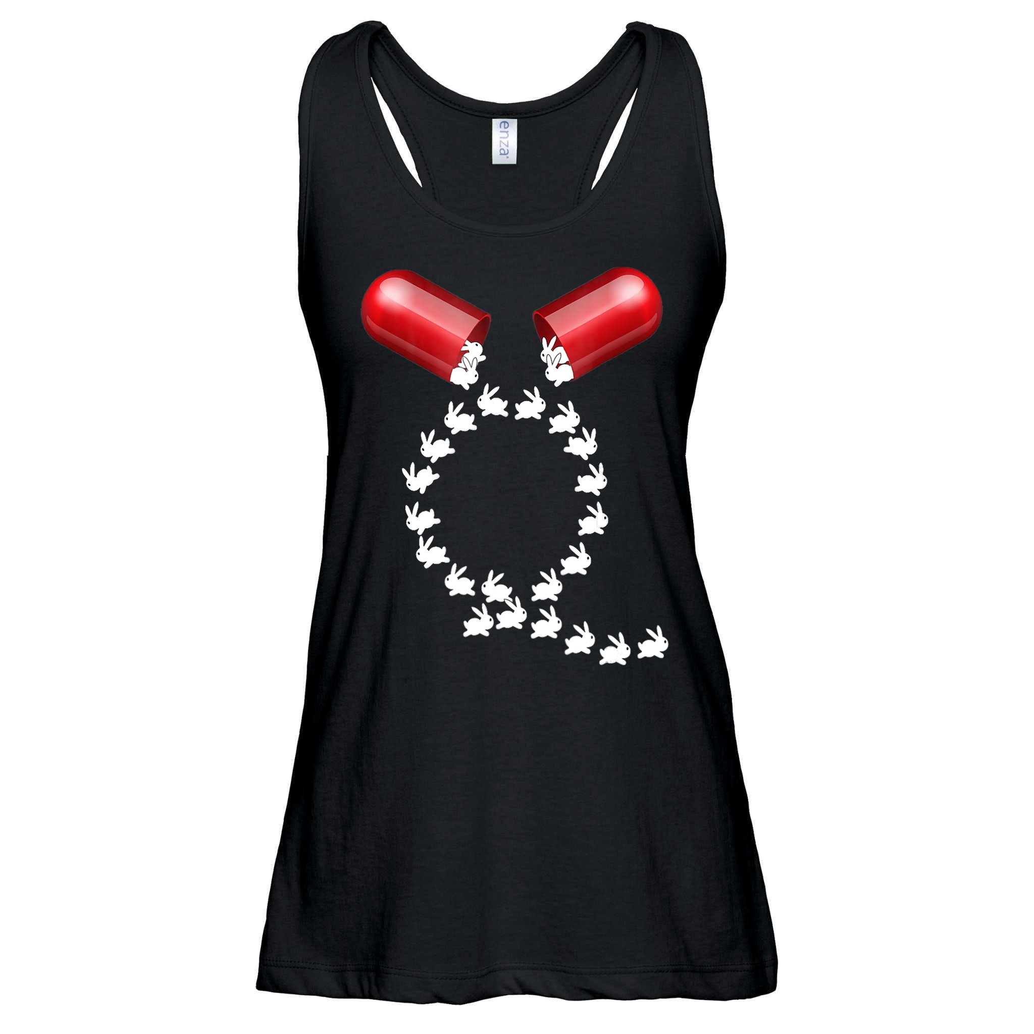 Qanon Follow The White Rabbit Red Pill Q Anon Pilled Ladies Essential Flowy Tank