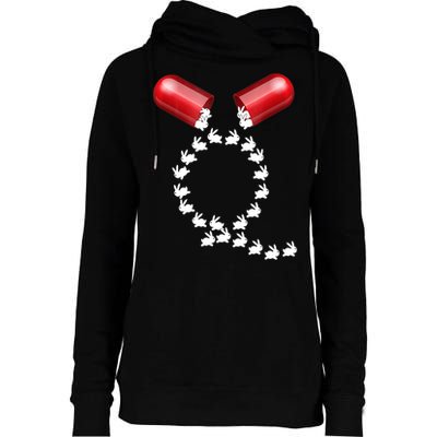 Qanon Follow The White Rabbit Red Pill Q Anon Pilled Womens Funnel Neck Pullover Hood