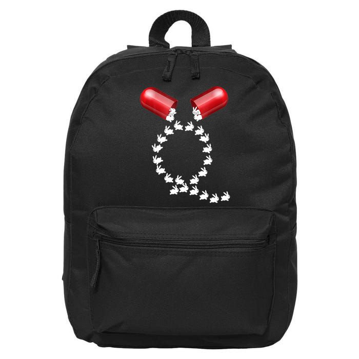 Qanon Follow The White Rabbit Red Pill Q Anon Pilled 16 in Basic Backpack