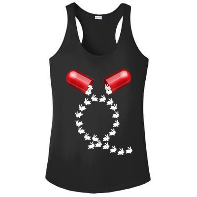 Qanon Follow The White Rabbit Red Pill Q Anon Pilled Ladies PosiCharge Competitor Racerback Tank