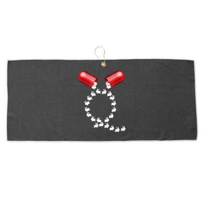 Qanon Follow The White Rabbit Red Pill Q Anon Pilled Large Microfiber Waffle Golf Towel