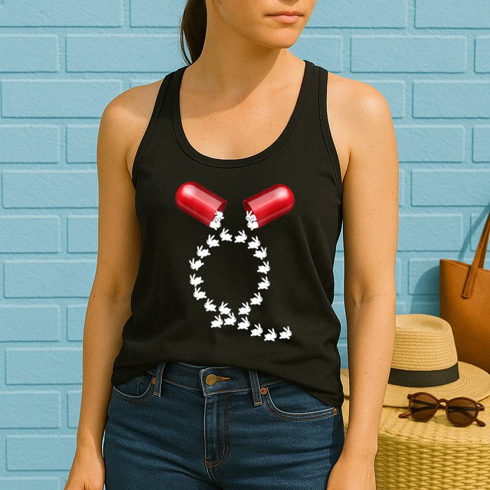 Qanon Follow The White Rabbit Red Pill Q Anon Pilled Womens Tank Top