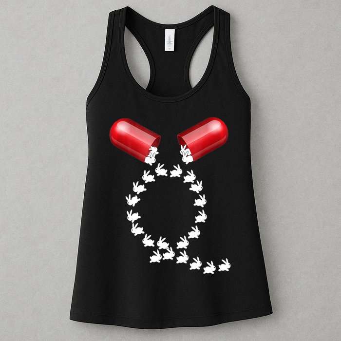 Qanon Follow The White Rabbit Red Pill Q Anon Pilled Womens Tank Top