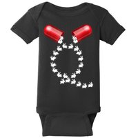 Qanon Follow The White Rabbit Red Pill Q Anon Pilled Baby Bodysuit