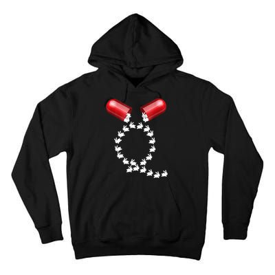 Qanon Follow The White Rabbit Red Pill Q Anon Pilled Tall Hoodie