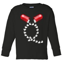 Qanon Follow The White Rabbit Red Pill Q Anon Pilled Toddler Long Sleeve Shirt