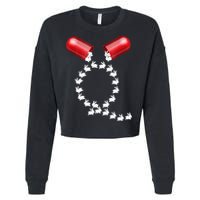 Qanon Follow The White Rabbit Red Pill Q Anon Pilled Cropped Pullover Crew