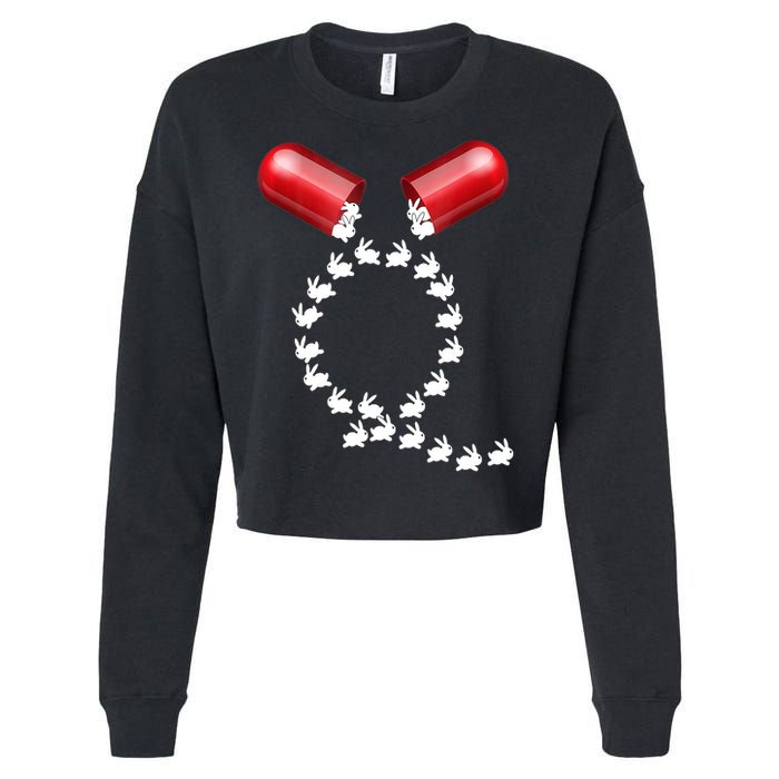 Qanon Follow The White Rabbit Red Pill Q Anon Pilled Cropped Pullover Crew