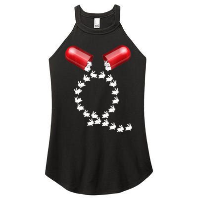 Qanon Follow The White Rabbit Red Pill Q Anon Pilled Women's Perfect Tri Rocker Tank