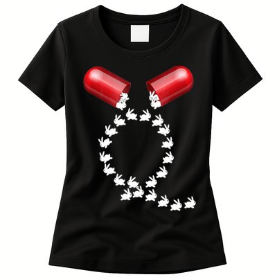 Qanon Follow The White Rabbit Red Pill Q Anon Pilled Womens T-Shirt