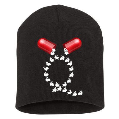 Qanon Follow The White Rabbit Red Pill Q Anon Pilled Short Acrylic Beanie