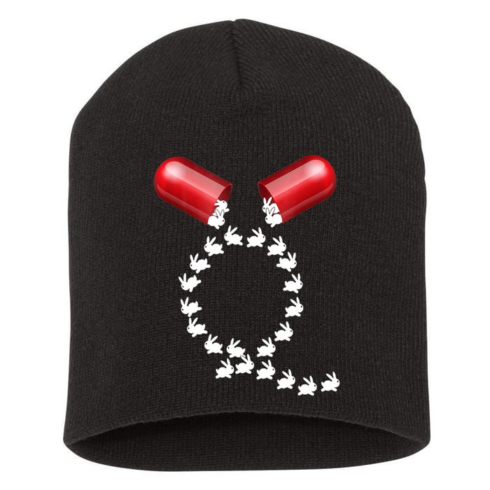 Qanon Follow The White Rabbit Red Pill Q Anon Pilled Short Acrylic Beanie