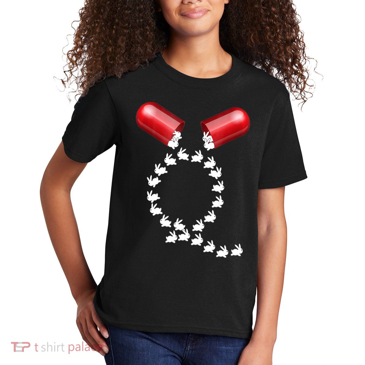 Qanon Follow The White Rabbit Red Pill Q Anon Pilled Kids T-Shirt