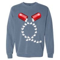 Qanon Follow The White Rabbit Red Pill Q Anon Pilled Garment-Dyed Sweatshirt