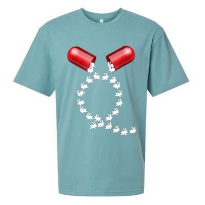 Qanon Follow The White Rabbit Red Pill Q Anon Pilled Sueded Cloud Jersey T-Shirt