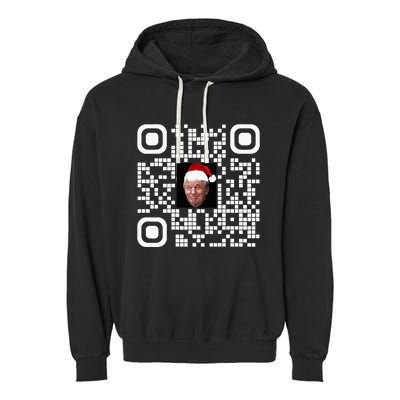 Qr Funny Trump Maga Santa Hat Trump Dancing Code Garment-Dyed Fleece Hoodie