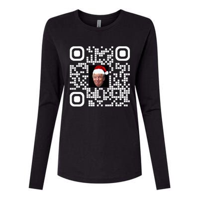 Qr Funny Trump Maga Santa Hat Trump Dancing Code Womens Cotton Relaxed Long Sleeve T-Shirt