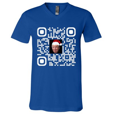 Qr Funny Trump Maga Santa Hat Trump Dancing Code V-Neck T-Shirt