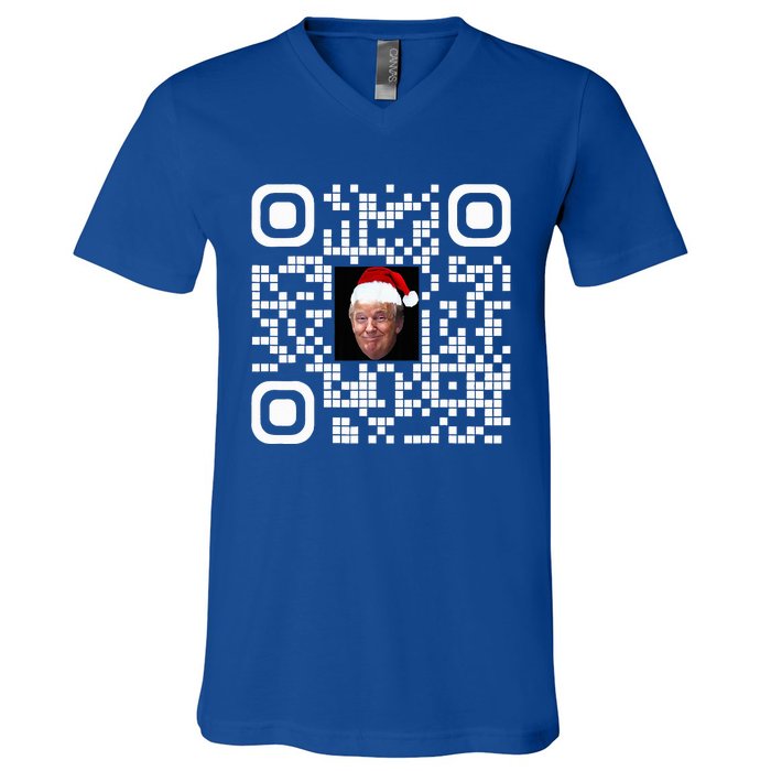 Qr Funny Trump Maga Santa Hat Trump Dancing Code V-Neck T-Shirt