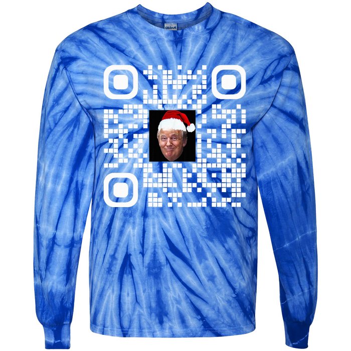 Qr Funny Trump Maga Santa Hat Trump Dancing Code Tie-Dye Long Sleeve Shirt