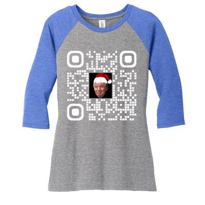 Qr Funny Trump Maga Santa Hat Trump Dancing Code Women's Tri-Blend 3/4-Sleeve Raglan Shirt