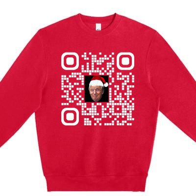 Qr Funny Trump Maga Santa Hat Trump Dancing Code Premium Crewneck Sweatshirt