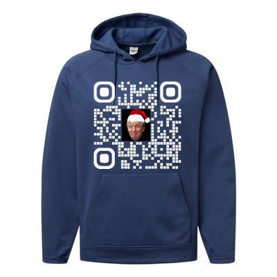 Qr Funny Trump Maga Santa Hat Trump Dancing Code Performance Fleece Hoodie