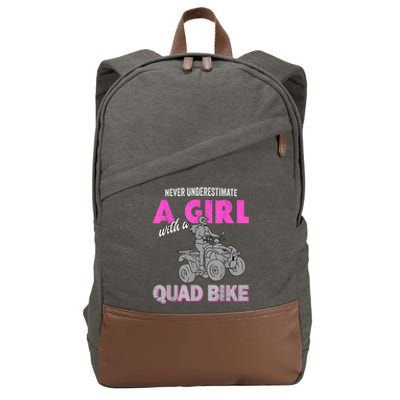 Quad Four Wheeler Never Underestimate A Girl 4 Wheeler Cotton Canvas Backpack