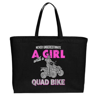 Quad Four Wheeler Never Underestimate A Girl 4 Wheeler Cotton Canvas Jumbo Tote