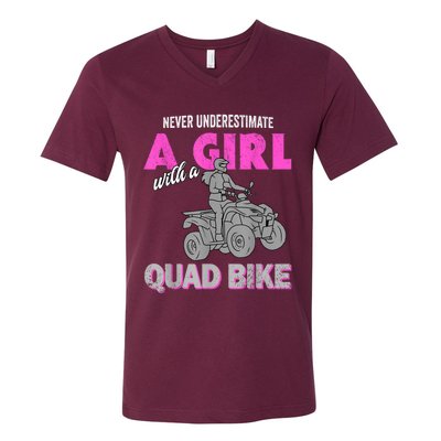 Quad Four Wheeler Never Underestimate A Girl 4 Wheeler V-Neck T-Shirt