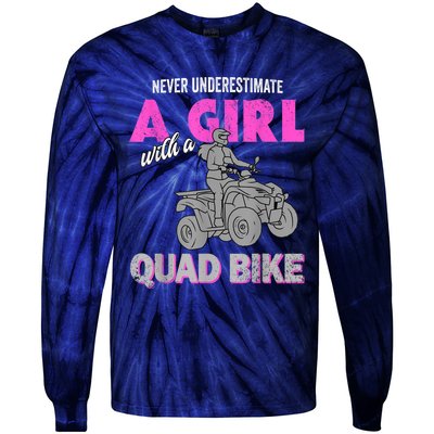 Quad Four Wheeler Never Underestimate A Girl 4 Wheeler Tie-Dye Long Sleeve Shirt