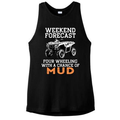 Quad Four Wheeler Weekend Forecast Mud 4 Wheeler Ladies PosiCharge Tri-Blend Wicking Tank